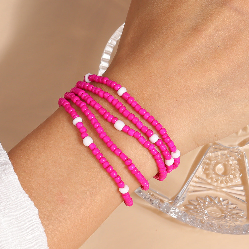 Wholesale Rice Beads Long Section Multi-layer Colorful Beading Bracelet